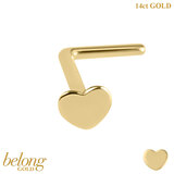 belong 14ct Solid Gold L Shaped Heart Nose Stud - SKU 40414