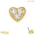 belong 14ct Solid Gold Threadless (Bend fit) Claw Set CZ Jewelled Heart - SKU 40423