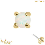 belong 14ct Solid Gold Threadless (Bend fit) Claw Set Round Opal - SKU 40431