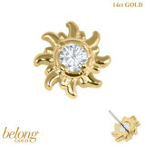 belong 14ct Solid Gold Threadless (Bend fit) Celestial Sun Jewel - SKU 40432