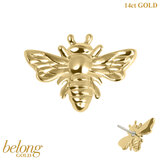 belong 14ct Solid Gold Threadless (Bend fit) Golden Bee - SKU 40433