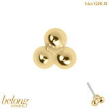 belong 14ct Solid Gold Threadless (Bend fit) Asia Trinity - SKU 40437