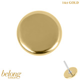 belong 14ct Solid Gold Threadless (Bend fit) Plain Disk - SKU 40440