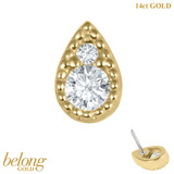 belong 14ct Solid Gold Threadless (Bend fit) Asia Paisley Teardrop - SKU 40444
