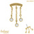 belong 14ct Solid Gold Threadless (Bend fit) Balance Jewelled Chain Drops - SKU 40450