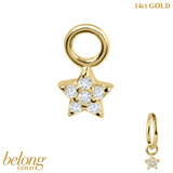 belong 14ct Solid Gold 5 Point CZ Jewelled Star Charm - SKU 40452