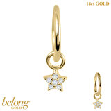 belong 14ct Solid Gold Hinged Clicker Ring with 5 Point CZ Jewelled Star Charm - SKU 40453