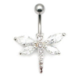 Belly Bar - Dragonfly (XA4) 1.6mm, 10mm, Crystal Clear