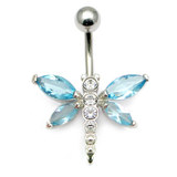 Belly Bar - Dragonfly (XA4) 1.6mm, 10mm, Light Blue