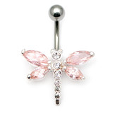 Belly Bar - Dragonfly (XA4) 1.6mm, 10mm, Pink
