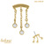 belong 14ct Solid Gold Threadless (Bend fit) Balance Jewelled Chain Drops With 14k Solid Gold Threadless Labret / 1.2mm, 6mm - alternative image