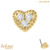 belong 14ct Solid Gold Threadless (Bend fit) Claw Set CZ Jewelled Heart With 14k Solid Gold Threadless Labret / 1.2mm, 6mm - alternative image