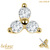 belong 14ct Solid Gold Threadless (Bend fit) Claw Set CZ Jewelled Trinity With FREE Titanium Threadless Labret / 1.0mm, 8mm / Crystal Clear - alternative image