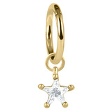 Steel Hinged Segment Ring with Steel Claw Set Jewelled Star Charm - SKU 41684