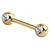 Steel Double Jewelled Nipple Bar - Front Facing Gems - SKU 41728