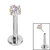 Titanium Threadless Labrets - Titanium (Bend-fit) Claw Set CZ Jewels 0.8mm Gauge - SKU 41865