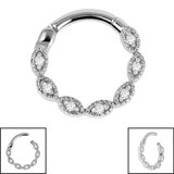 Steel Paris Milgrain Jewelled Hinged Clicker Ring - SKU 42019