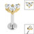Titanium Internally Threaded Labrets 1.2mm - Titanium Claw Set CZ Trio Jewelled Heart - SKU 42078