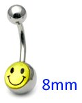 Steel Logo Belly Bars - Pictures 1.6mm, 8mm, Smiley