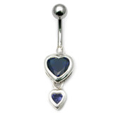 Belly Bar - Drop Heart (PT124) 1.6mm, 10mm, Sapphire