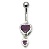 Belly Bar - Drop Heart (PT124) 1.6mm, 10mm, Purple