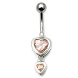 Belly Bar - Drop Heart (PT124) 1.6mm, 10mm, Pink
