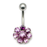 Belly Bar - Flower (PT211) 1.6mm, 10mm, Purple