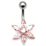 Belly Bar - Flower (PT215) 1.6mm, 10mm(most popular size), Pink