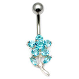 Belly Bar - Flower (PT228) 1.6mm, 10mm, Light Blue
