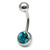 Steel Jewelled Belly Bar -  6mm - SKU 4767