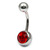 Steel Jewelled Belly Bar -  6mm - SKU 4768