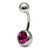Steel Jewelled Belly Bar -  6mm - SKU 4769