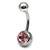 Steel Jewelled Belly Bar -  6mm - SKU 4771
