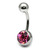 Steel Jewelled Belly Bar -  6mm - SKU 4772