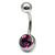 Steel Jewelled Belly Bar -  6mm - SKU 4773