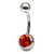 Steel Jewelled Belly Bar -  6mm - SKU 4775