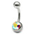 Steel Jewelled Belly Bar -  6mm - SKU 4778