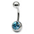 Steel Jewelled Belly Bar -  6mm - SKU 4783