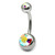 Steel Double Jewelled Belly Bar  8mm - SKU 4784