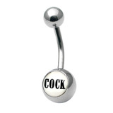 Steel Logo Belly Bars - Words Cock