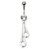 Belly Bar - Handcuffs (TUPD104) 1.6mm, 10mm, Crystal Clear