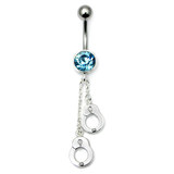 Belly Bar - Handcuffs (TUPD104) 1.6mm, 10mm, Light Blue