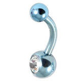 Titanium Baby Jewelled Belly Bar 10mm, Ice Blue, Crystal Clear