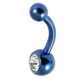 Titanium Baby Jewelled Belly Bar 10mm, Blue, Crystal Clear