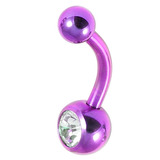 Titanium Baby Jewelled Belly Bar 10mm, Pink-Purple, Crystal Clear