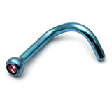 Titanium Jewelled Nose Stud - 2mm jewel 1.0mm, Ice Blue, Pink