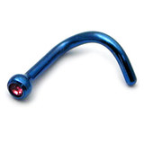 Titanium Jewelled Nose Stud - 2mm jewel 1.0mm, Blue, Pink