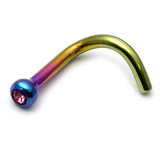 Titanium Jewelled Nose Stud - 2mm jewel 1.0mm, Rainbow, Pink