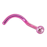 Titanium Jewelled Nose Stud - 2mm jewel 1.0mm, Purple, Light Pink