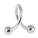 Titanium Double Jewelled Spirals 1.6mm (Mirror Polish) 10mm, Mirror Polish, Aqua AB
